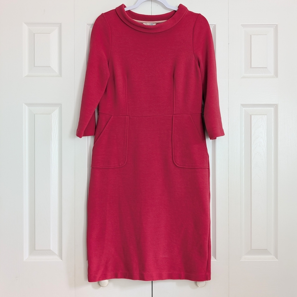 Fitted Ottoman Shift Dress with Rolled Neck - 8L